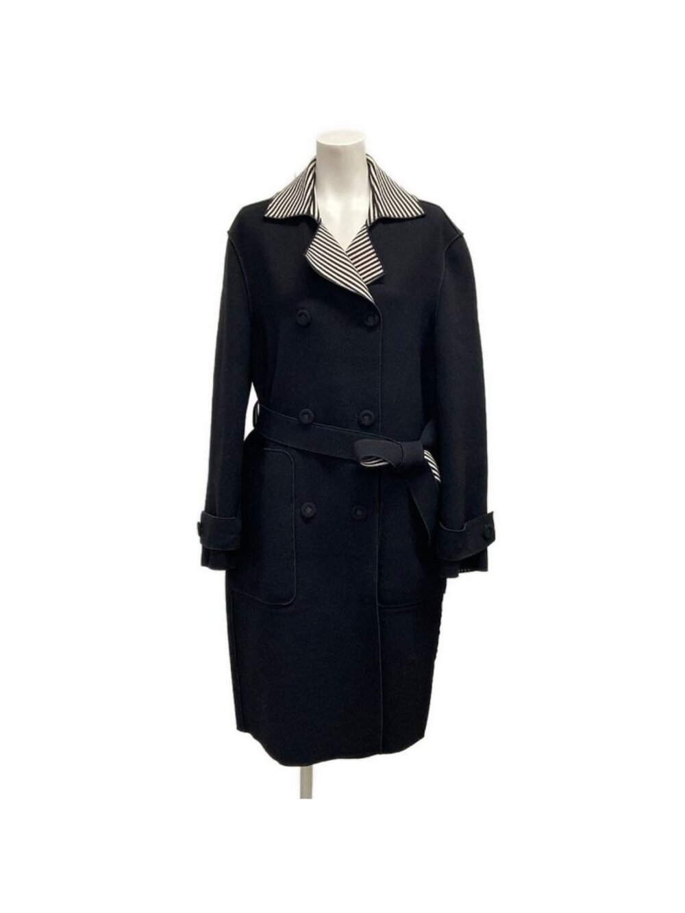 Bottega Veneta Coat S Black Reversible Wool 38